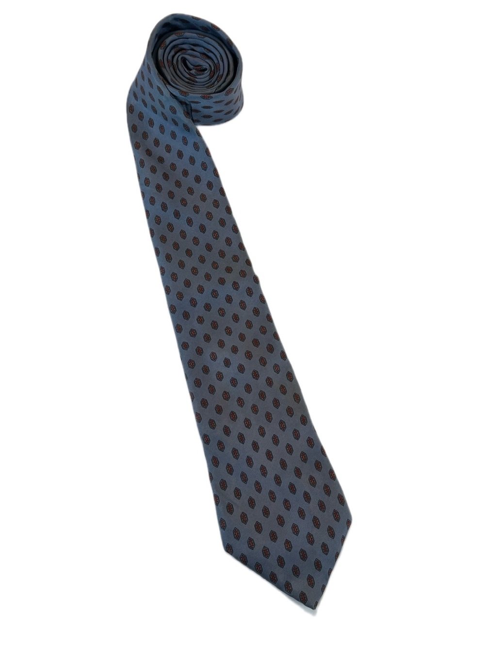 Christian Dior Men’s Blue Geometric Woven Silk Pointed Tie One Size Vintage